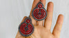 Vintage Oaxacan Filigree & Coral Earrings Hoops. Sterling Silver. Mexico. Frida Kahlo - Aadya Bazaar