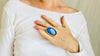 Fiery Oversized Labradorite Ring. Gorgeous Blue. Size 6 - Aadya Bazaar