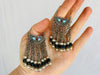 Vintage Uzbek Bukhara Earrings. Silver & Pearl. Long Dangles