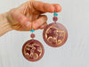 Carved Gourd Earrings. Turquoise & 925 Silver. Oaxaca, Mexico. - Aadya Bazaar