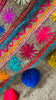 Wool Pompom Shawl. Embroidered & Tassels. Mayan. Chamula. Mexico