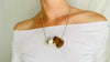 Large Amber Pendant on a Silver Cord. Snake Chain. - Aadya Bazaar