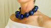 Lapis and Silver Beaded Necklace. Huge Spheres