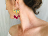 Vintage Uzbek Filigree Earrings. Vermeil. Bukhari. Pearls & Semi-Precious Stones - Aadya Bazaar
