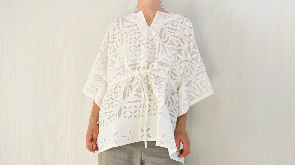 Indian Cut-Work Kaftan. Cotton Caftan. - Aadya Bazaar