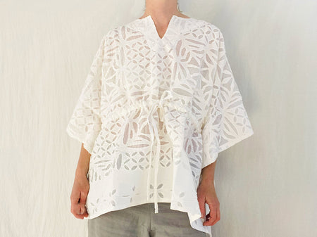 Indian Cut-Work Kaftan. Cotton Caftan. - Aadya Bazaar