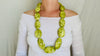 Long Serpentine Necklace. Yellow  Green. Large Spherical Beads.