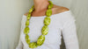 Long Serpentine Necklace. Yellow  Green. Large Spherical Beads.