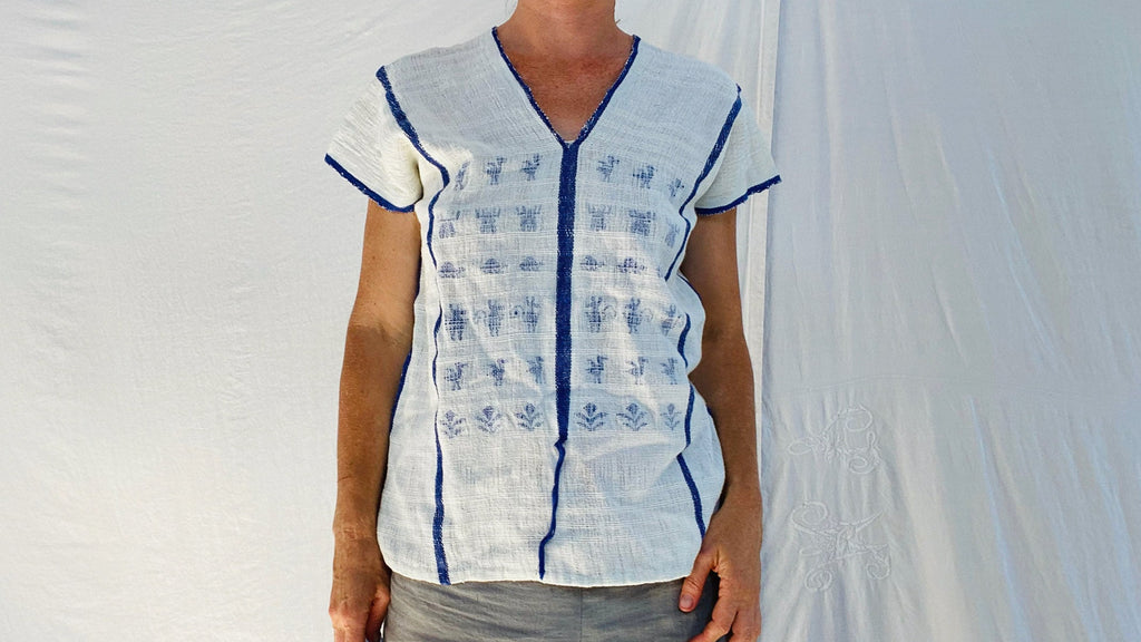 Hand Woven San Mateo Del Mar Huipil Blouse. Oaxaca, Mexico. Rare
