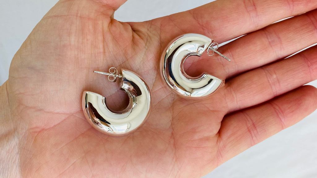 Fat Hoop Earrings. Sterling Silver. Atelier Aadya - Aadya Bazaar