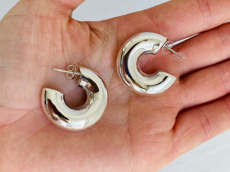 Fat Hoop Earrings. Sterling Silver. Atelier Aadya - Aadya Bazaar