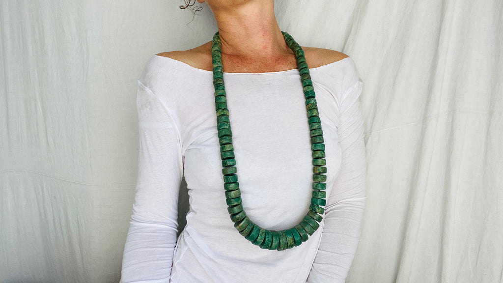 Mayan Guatemalita Jade Heishi Necklace. Guatemalan.