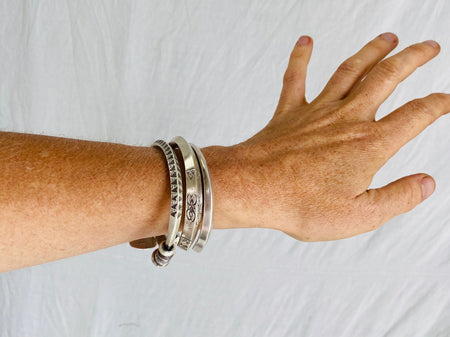 Trio of Three Silver Bangles from the Karen Hill Tribe of Thailand - Aadya Bazaar
