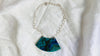 Huge Chrysocolla & Silver Pendant Necklace. Chunky Chain - Aadya Bazaar