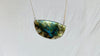 Labradorite and Silver Pendant Necklace. Snake Chain - Aadya Bazaar