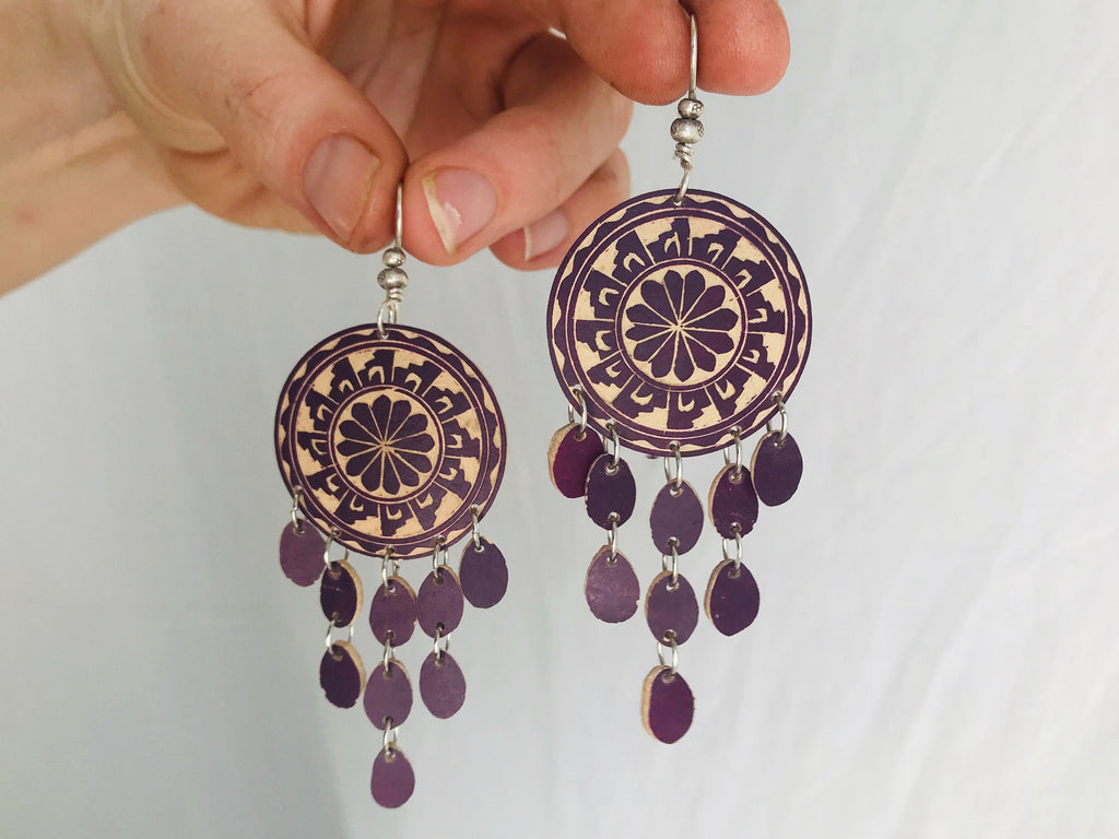 Carved Gourd Earrings. Sterling Silver. Oaxaca, Mexico. Frida Kahlo - Aadya Bazaar