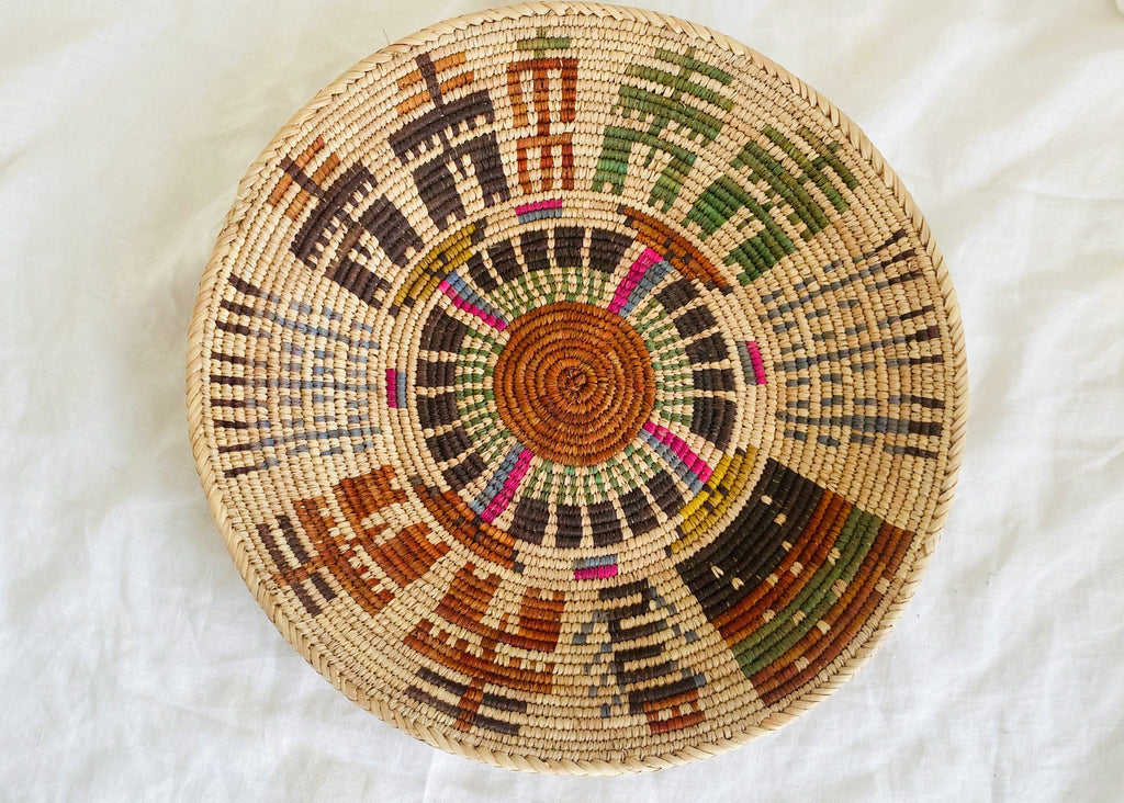 Kuchi Tribal Round Flat Basket. 0334