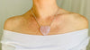 Rose Quartz Heart on a Silver Chain. Fine Silver. - Aadya Bazaar