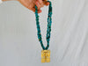 Monte Alban Pendant on Turquoise Necklace. Gold Plated Silver. Mexico. Frida Kahlo