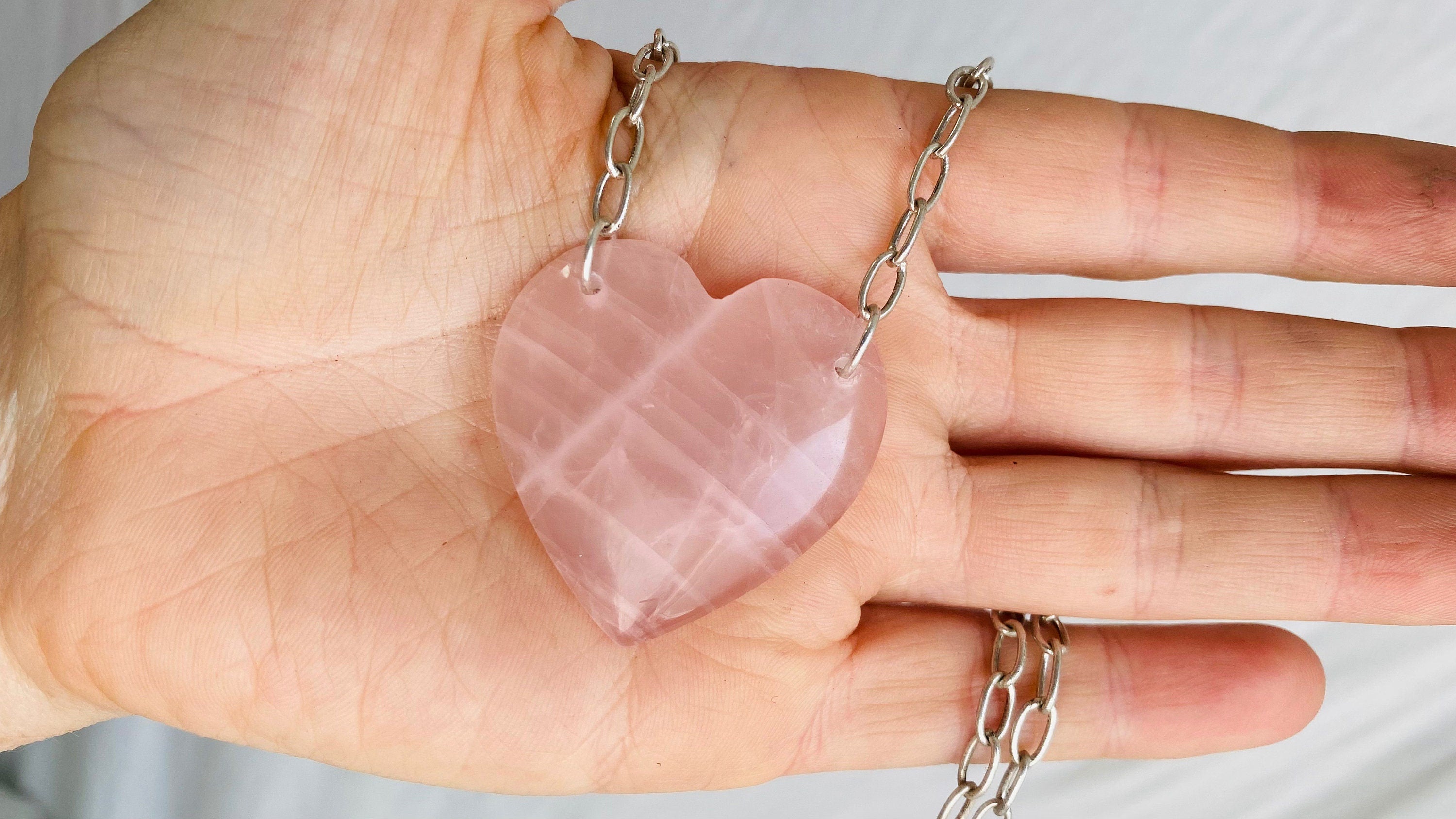 Rose Quartz Heart Necklace Drilled (3cm) - Hello Indigo Halo