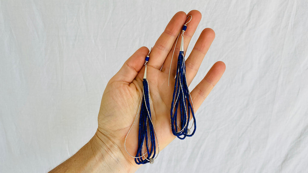 Lapis and Sterling Earrings - Aadya Bazaar