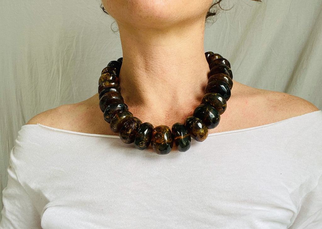 Large Amber Necklace. Dramatic and Gorgeous! - Aadya Bazaar
